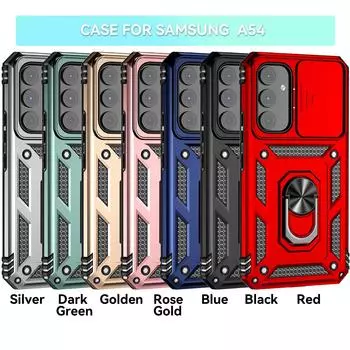 Для Samsung Galaxy A54 Бронированный чехол для телефона Защита объектива камеры Металлическое кольцо-подставка Противоударный чехол Samsung Galaxy A54 розового золота