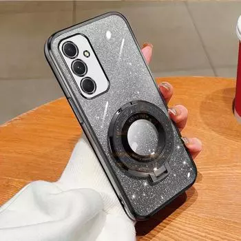 Для Samsung Galaxy A55 A 55 5G SM-A556E SM-A556B чехол из мягкого силикона с блестящим ТПУ чехол для телефона задняя крышка магнитный держатель For Samsung Galaxy A55 фиолетовый