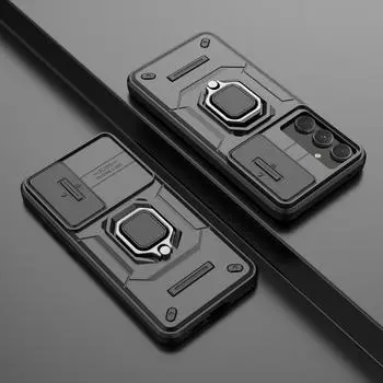 Для Samsung Galaxy A55 Чехол Для Samsung A15 A25 A35 A55 5G Чехол Защита линзы Ударопрочный Push window Магнитный держатель Бампер For A55 чёрный