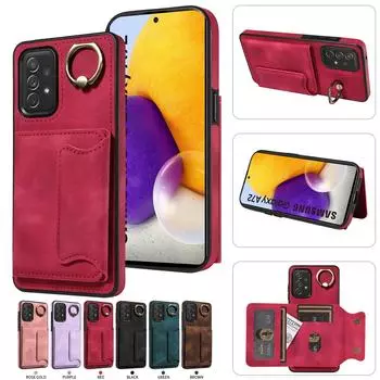 Для Samsung Galaxy A72 Кольцо Кронштейн Держатель Карты Слоты Крышка Чехол Для Телефона Samsung Galaxy A72 чёрный