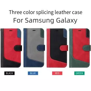 Для Samsung Galaxy J330, S7, S9, S20 +, S21, S21 FE, A50, A71... Трехцветный лоскутный стиль, дизайн из искусственной кожи, откидная подставка, чехол-кошелек для телефона Samsung Galaxy A20S чёрный