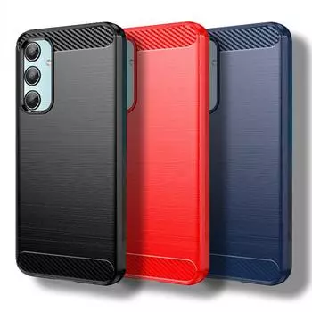 Для Samsung Galaxy M35 5G Чехол для Samsung M35 Чехол 6,6 дюймов из углеродного волокна Противоударный силиконовый бампер для Samsung Galaxy M35 For M35 чёрный