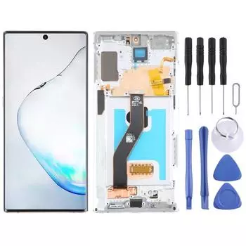 Для Samsung Galaxy Note10+ SM-N975 6,67-дюймовый OLED-экран с цифровым преобразователем ЖК-экрана в сборе с рамкой серебряный
