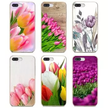 Для Samsung Galaxy Note 3 4 5 8 9 10 S3 S4 S5 Mini S6 S7 Edge S8 S9 Plus Чехол из ТПУ Синие весенние красочные тюльпаны Note 3
