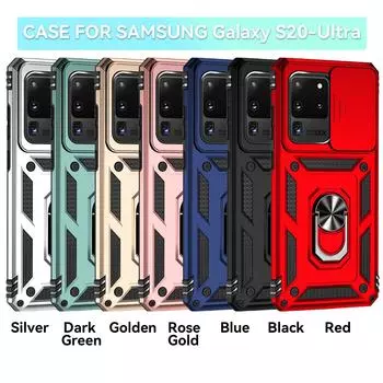 Для Samsung Galaxy S20 Ultra бронированный чехол для телефона с защитой объектива камеры, металлическое кольцо, подставка, противоударный чехол Samsung Galaxy S20 Ultra розового золота