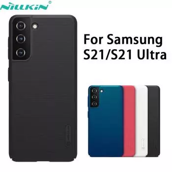 Для Samsung Galaxy S21 Чехол Nillkin Frosted Shield PC Жесткая задняя крышка для Samsung S21 Ultra + Plus For S21 чёрный