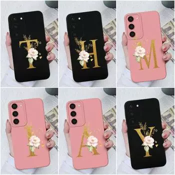 Для Samsung Galaxy S21 S22 S23 + Ultra Note 20 Ultra Чехол Роскошный Цветочный Буквы Жидкий Мягкий Силикон Для Samsung S22 S 20 21 22 23 Funda Бампер Samsung S20