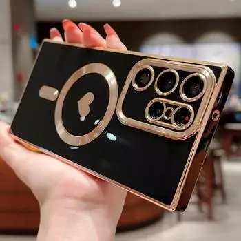 Для Samsung Galaxy S23 Ultra Luxury Magsafe, милый магнитный квадратный чехол с покрытием для Samsung S21 S22 S23 Plus, защитный чехол для объектива For Samsung S21 белый