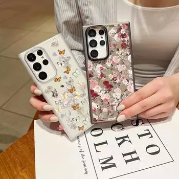 Для Samsung Galaxy S24 S23 FE S22 Ultra S21 S20 A54 A34 чехол с масляной живописью и цветком для iPhone 16 15 Plus 14 13 11 силиконовый противоударный чехол Samsung S23 Ultra прозрачный