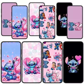 для Samsung Galaxy S24 S23 iPhone 15 14 Xiaomi Redmi Note 13 12 11 Pro Max X 8 7 9 10 XR OPPO A15 Huawei чехол для телефона Comics Stitch Lovely Black Cover