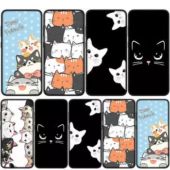 для Samsung Galaxy S24 S23 iPhone 15 14 Xiaomi Redmi Note 13 12 11 8 Plus 10 9 Pro Max X XR Чехол для телефона Cat Meow Lovely Wallpaper OPPO Huawei Cover