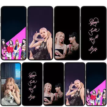 для Samsung Galaxy S24 S23 iPhone 15 14 Xiaomi Redmi Note 13 12 11 8 Plus 10 9 Pro Max X XR чехол для телефона Kpop Pinks Korean Black K pop OPPO Huawei Cover