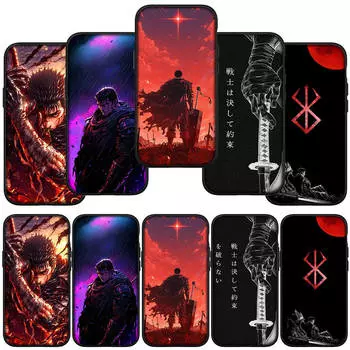 для Samsung Galaxy S24 S23 iPhone 15 14 Xiaomi Redmi Note 13 12 11 8 Plus 10 9 Pro Max X XR чехол для телефона Cartoon Berserk Guts OPPO Huawei Cover