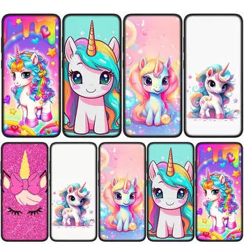 для Samsung Galaxy S24 S23 iPhone 15 14 Xiaomi Redmi Note 13 12 11 8 Plus 10 9 Pro Max X XR чехол для телефона Unicorn Colorful Horse OPPO Huawei Cover