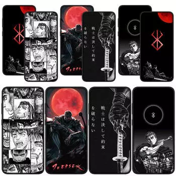 для Samsung Galaxy S24 S23 iPhone 15 14 Xiaomi Redmi Note 13 12 11 Pro Max X 8 7 9 10 XR A05 OPPO A15 Huawei чехол для телефона Berserk Guts аниме-чехол for iPhone 12 Pro Max аэро
