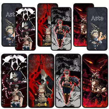 для Samsung Galaxy S24 S23 iPhone 15 14 Xiaomi Redmi Note 13 12 11 Pro Max X 8 9 10 XR A05 OPPO A15 Huawei чехол для телефона мультяшный Asta черный клевер чехол