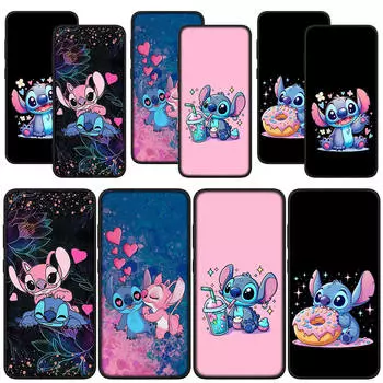 для Samsung Galaxy S24 S23 iPhone 15 14 Xiaomi Redmi Note 13 12 11 Pro Max X 8 7 9 10 XR A05 OPPO A15 Huawei чехол для телефона Stitch Lovely Black Cover for Samsung Galaxy S20 Fe аэро