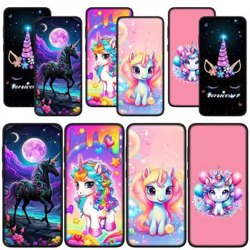 для Samsung Galaxy S24 S23 iPhone 15 14 Xiaomi Redmi Note 13 12 11 Pro Max X 8 7 Plus 9 10 XR OPPO Huawei чехол для телефона аниме единорог мультфильм чехол for Samsung Galaxy S20 Plus экрю