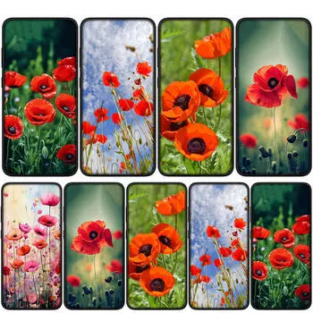 для Samsung Galaxy S24 S23 iPhone 16 15 14 Xiaomi Redmi Note 13 12 11 10 8 Plus 9 Pro Max X XR A06 14CЧехол для телефона Flower Poppy Bloom OPPO Huawei Cover for Samsung Galaxy A06 аэро