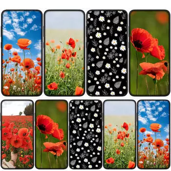 для Samsung Galaxy S24 S23 iPhone 16 15 14 Xiaomi Redmi Note 13 12 11 10 8 Plus 9 Pro Max X XR 14C A16 Чехол для телефона Poppy Flower Bloom OPPO Huawei Cover for Samsung Galaxy A71 аэро