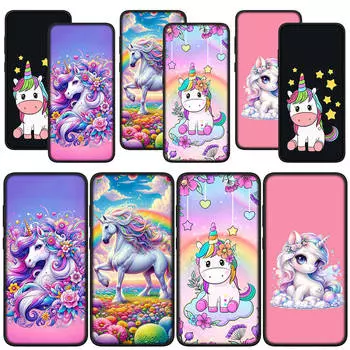 для Samsung Galaxy S24 S23 iPhone 16 15 14 Xiaomi Redmi Note 13 12 11 Pro Max X 8 9 10 XR A05 OPPO A15 Huawei чехол для телефона милый чехол с рисунком единорога for Huawei Y9A аэро