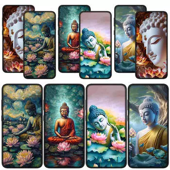 для Samsung Galaxy S24 S23 iPhone 16 15 14 Xiaomi Redmi Note 13 12 11 Pro Max X 9 10 XR OPPO A15 Huawei Phone Case Wallpaper Lotus Figure Lord Buddha for iPhone 6S Plus аэро