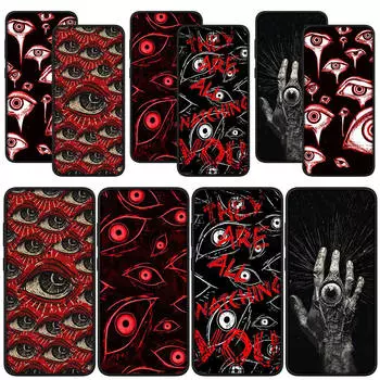 для Samsung Galaxy S24 S23 iPhone 16 15 14 Xiaomi Redmi Note 13 12 11 Pro Max X 8 9 10 XR A05 OPPO A15 Huawei чехол для телефона жуткий страшный постер с глазами лица for iPhone 13 Mini аэро