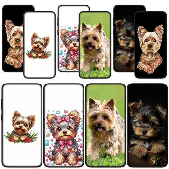 для Samsung Galaxy S24 S23 iPhone 16 15 14 Xiaomi Redmi Note 13 12 11 Pro Max X 8 9 10 XR OPPO A15 Huawei чехол для телефона собака питомец йоркширский терьер йорки for Redmi 10A экрю