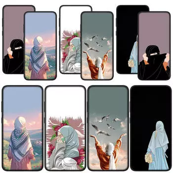 для Samsung Galaxy S24 S23 iPhone 16 15 14 Xiaomi Redmi Note 13 12 11 Pro Max 10 XR A05 OPPO A15 Huawei Чехол для телефона Girl Арабский Исламский Мусульманский Мусульманка for iPhone (6)(6s) аэро