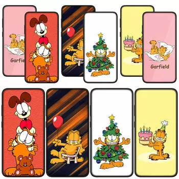 для Samsung Galaxy S24 S23 iPhone 16 15 14 Xiaomi Redmi Note 13 12 11 Pro Max X 8 9 10 XR A05 OPPO A16 13C Huawei чехол для телефона аниме Гарфилд Кот Чехол for Redmi Note 11S 4G экрю