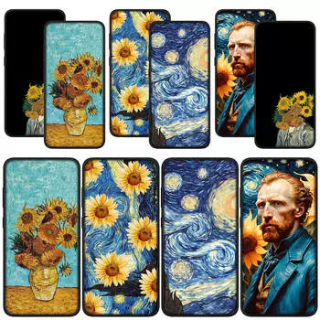 для Samsung Galaxy S24 S23 iPhone 16 15 14 Xiaomi Redmi Note 13 12 11 Pro Max X 8 9 10 XR A05 OPPO A15 Huawei чехол для телефона Art Sunflower Van Gogh Cover for iPhone 14 экрю