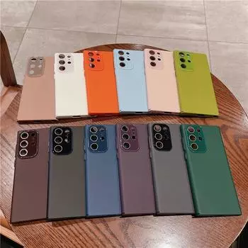 Для Samsung Galaxy S24 S23 S22 Plus Ultra Full Cover Прочный Жесткий ПК Чехол с защитой от отпечатков пальцев и защитой от падений с линзой S22 чёрный