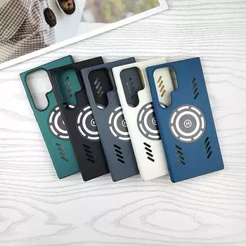 Для Samsung Galaxy S24 S23 S22 Plus Ultra Rock Sand Ice Магнитный теплоотводящий матовый чехол для ПК с защитой от отпечатков пальцев дышащий охлаждающий чехол S22 чёрный