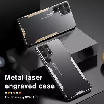 Для Samsung Galaxy S24 S23 S22 S21 S20 Plus Ultra FE 5G чехол роскошный алюминиевый сплав задняя крышка на TPU Soft Edge Protect Fundas For Samsung S24 синий