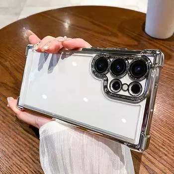 Для Samsung Galaxy S24 S23 S22 S21 S20 FE Note 20 Ultra S10 Plus противоударный чехол для защиты камеры задняя крышка S20 чёрный