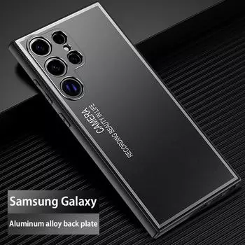 Для Samsung Galaxy S24 S23 Ultra чехол из металлического алюминиевого сплава Light Shadow Ultrathin Surround Lens Soft Border Protection Cover For Galaxy S23 Ultra чёрный