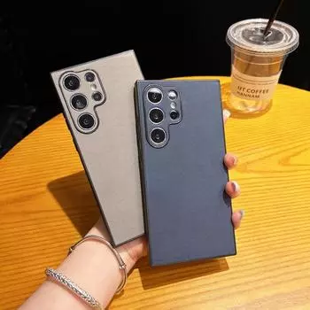 Для Samsung Galaxy S24 S23 Ultra Plus S22 Ultra кожаный ТПУ Hybird Pu квадратный матовый противоударный защитный чехол-бампер для линз Samsung S24 синий