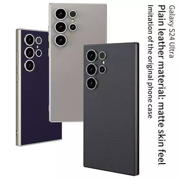 Для Samsung Galaxy S24 Ultra Чехол Роскошный приятный для кожи матовый простой кожаный металлический каркас с краской Мягкая силиконовая защитная задняя крышка for Galaxy S24 Ultra&case only(no pen)