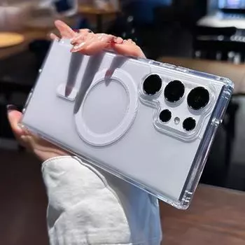 Для Samsung Galaxy S24 Ultra Luxury Magsafe Магнитный прозрачный чехол для телефона с рамкой для Samsung S21 S22 Plus S23 FE S24+ Чехол Samsung S21 прозрачный