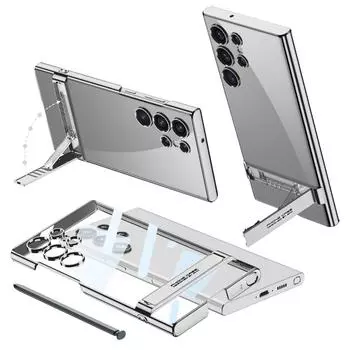 Для Samsung Galaxy S24 Ultra Plus Ультратонкий прозрачный гальванический чехол из ТПУ с мягким корпусом, противоударный защитный чехол for Galaxy S24&case only(no pen)