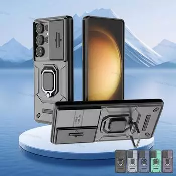 Для Samsung Galaxy S25 Ultra Чехол Slide Camera Phone Case Samsung Galaxy S25 Plus S25 Ultra Cover Armor Hard PC Противоударный чехол For Galaxy S25 Ultra чёрный