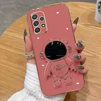 Для Samsung Galaxy S8 S9 S10 lite S20 S21 S22 S23 Plus FE Note 8 9 10 20 Ultra Чехол Мягкий силиконовый чехол с держателем космонавтов Задняя крышка Кронштейн Чехол для телефона For Samsung Galaxy S8 фиолетовый
