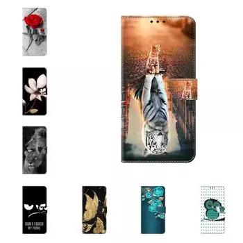 Для Samsung Galaxy Series A12, A13, A14, A21, A22, S10, S21, S22, S23... Цветочная Сова Бабочка Лев Тигр Лошадь с рисунком Окрашенный кожаный чехол для мобильного телефона Samsung Galaxy A24 5G