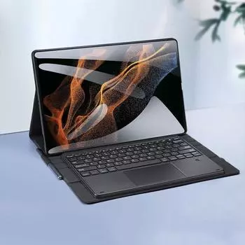 Для Samsung Galaxy Tab S8 Ultra 14,6 дюймов SM-X900 DUX DUCIS Съемный ультратонкий кожаный чехол с Bluetooth-клавиатурой For Samsung Galaxy Tab S8 Ultra 14.6 inch SM-X900 чёрный