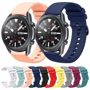 Для Samsung Galaxy Watch3 45 мм 22 мм однотонный мягкий силиконовый ремешок для часов For Samsung Galaxy Watch3 45mm чёрный