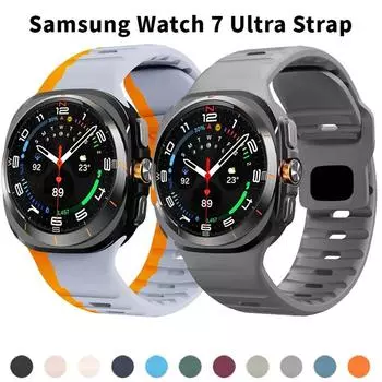 Для Samsung Galaxy Watch 7 Ultra Strap 47 мм Аксессуары correa Sport Силиконовый браслет для Samsung Galaxy Watch ultra band 47 мм Galaxy Watch 7 Ultra чёрный