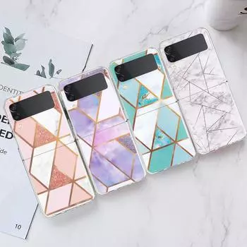 Для Samsung Galaxy Z Flip3 Flip4 5g Flip 3 4 Чехол Мраморный черный чехол Для Samsung Galaxyzflip3 Прозрачный жесткий защитный чехол For Z Flip3(5G)