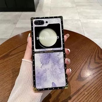 Для Samsung Galaxy Z Flip6 Flip5 Flip4 Flip3 Butterfly 2 шт. складной противоударный чехол-подставка из ТПУ с кольцом Samsung Z Flip5 фиолетовый