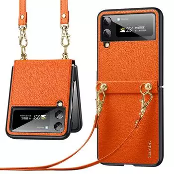 Для Samsung Galaxy Z Flip 3 5g (2021 )Чехол, ремешок через плечо, кожаный защитный чехол для телефона с плечевым ремнем for Galaxy Z Flip 3 зелёный