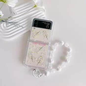Для Samsung Galaxy Z Flip 4 3 чехол с рисунком свежих цветов, прозрачный силиконовый браслет, складной противоударный чехол, аксессуары for Galaxy Z Flip 4
